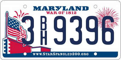 MD license plate 3BH9396