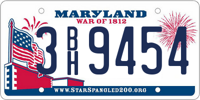 MD license plate 3BH9454