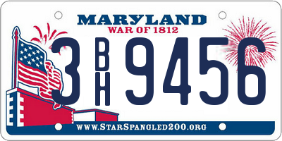 MD license plate 3BH9456