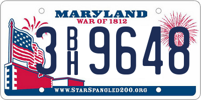 MD license plate 3BH9648