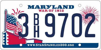 MD license plate 3BH9702