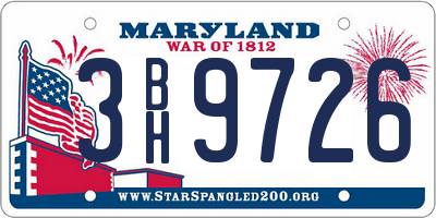 MD license plate 3BH9726