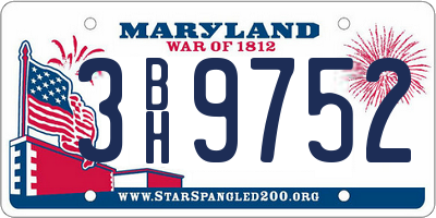 MD license plate 3BH9752