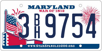 MD license plate 3BH9754