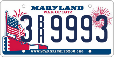 MD license plate 3BH9993