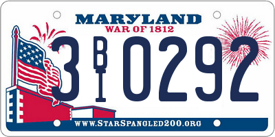 MD license plate 3BI0292