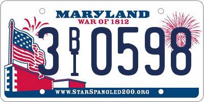 MD license plate 3BI0598