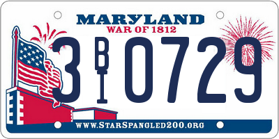 MD license plate 3BI0729
