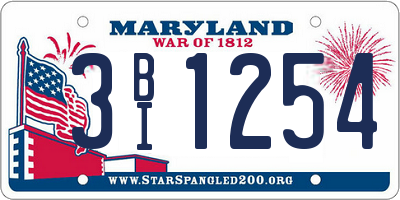 MD license plate 3BI1254