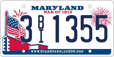 MD license plate 3BI1355