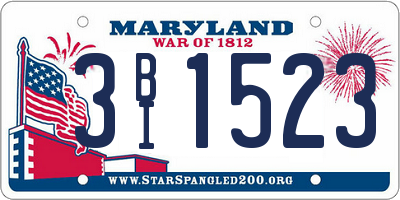 MD license plate 3BI1523