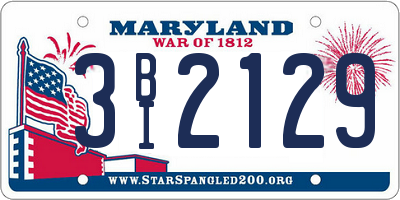 MD license plate 3BI2129