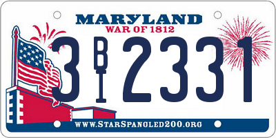 MD license plate 3BI2331