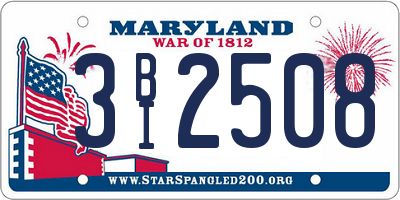 MD license plate 3BI2508