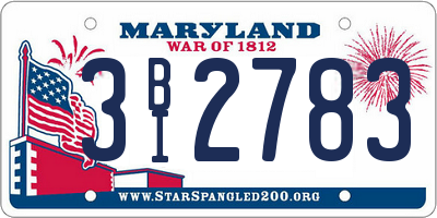 MD license plate 3BI2783
