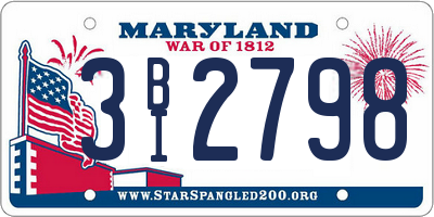 MD license plate 3BI2798