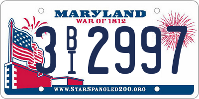 MD license plate 3BI2997