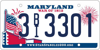 MD license plate 3BI3301