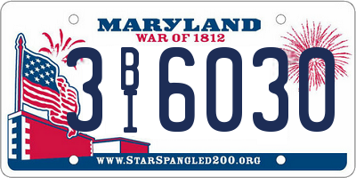 MD license plate 3BI6030