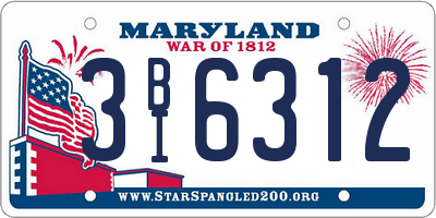 MD license plate 3BI6312