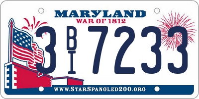 MD license plate 3BI7233