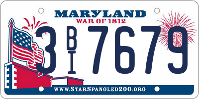 MD license plate 3BI7679