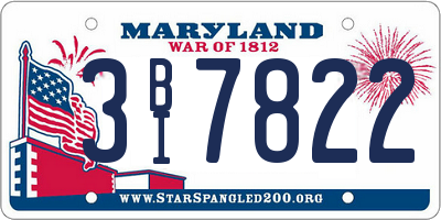 MD license plate 3BI7822