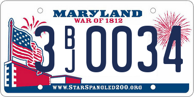 MD license plate 3BJ0034