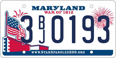 MD license plate 3BJ0193