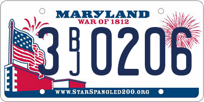 MD license plate 3BJ0206