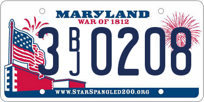 MD license plate 3BJ0208