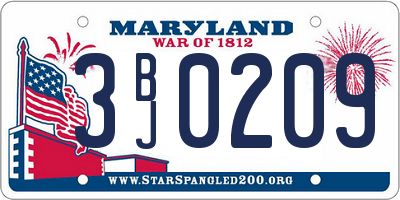 MD license plate 3BJ0209