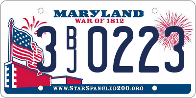 MD license plate 3BJ0223