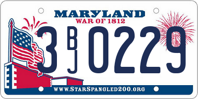 MD license plate 3BJ0229