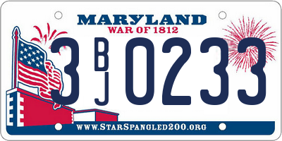 MD license plate 3BJ0233