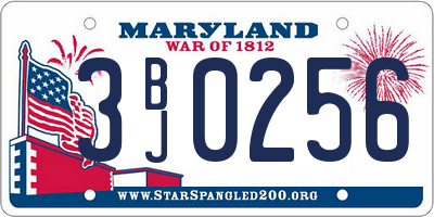 MD license plate 3BJ0256