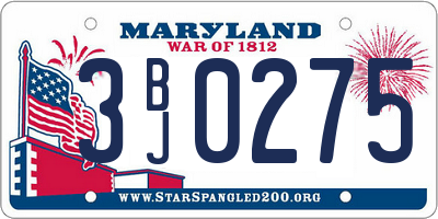 MD license plate 3BJ0275