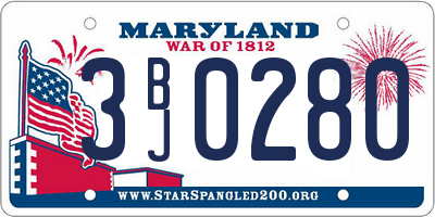 MD license plate 3BJ0280