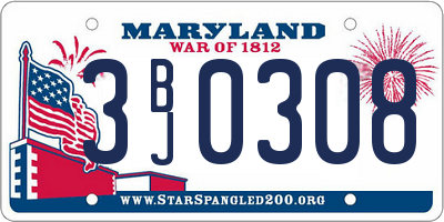 MD license plate 3BJ0308