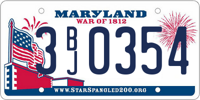 MD license plate 3BJ0354