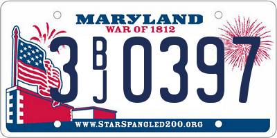 MD license plate 3BJ0397