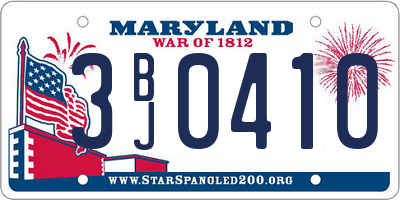MD license plate 3BJ0410