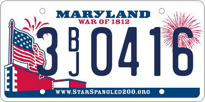 MD license plate 3BJ0416