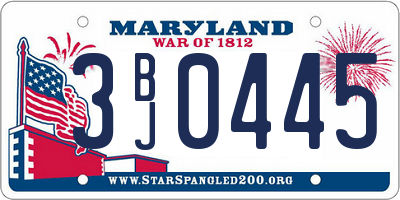 MD license plate 3BJ0445