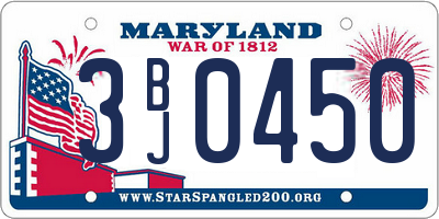 MD license plate 3BJ0450