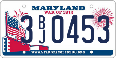 MD license plate 3BJ0453