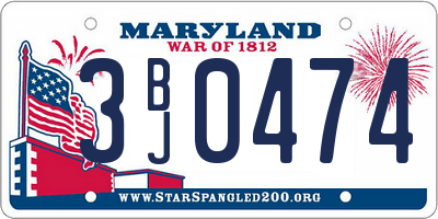 MD license plate 3BJ0474