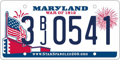 MD license plate 3BJ0541