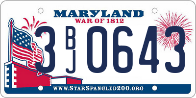 MD license plate 3BJ0643