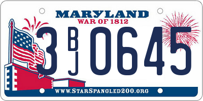 MD license plate 3BJ0645